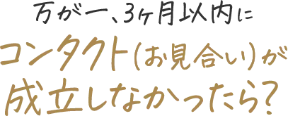 万が一、3ヶ月以内にコンタクト（お見合い）が成立しなかったら？